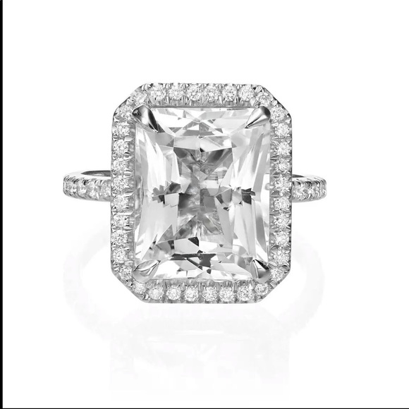 New Luxury 925 Silver Sapphire Square Cut Ring - Picture 4 of 6